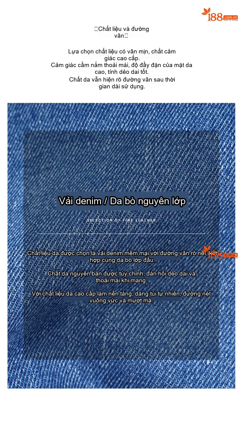 Túi Đeo Vai/Đeo Chéo/Ba lô Rút Dây Vải Denim Phong Cách Vintage Dung Tích Lớn chi tiết 11