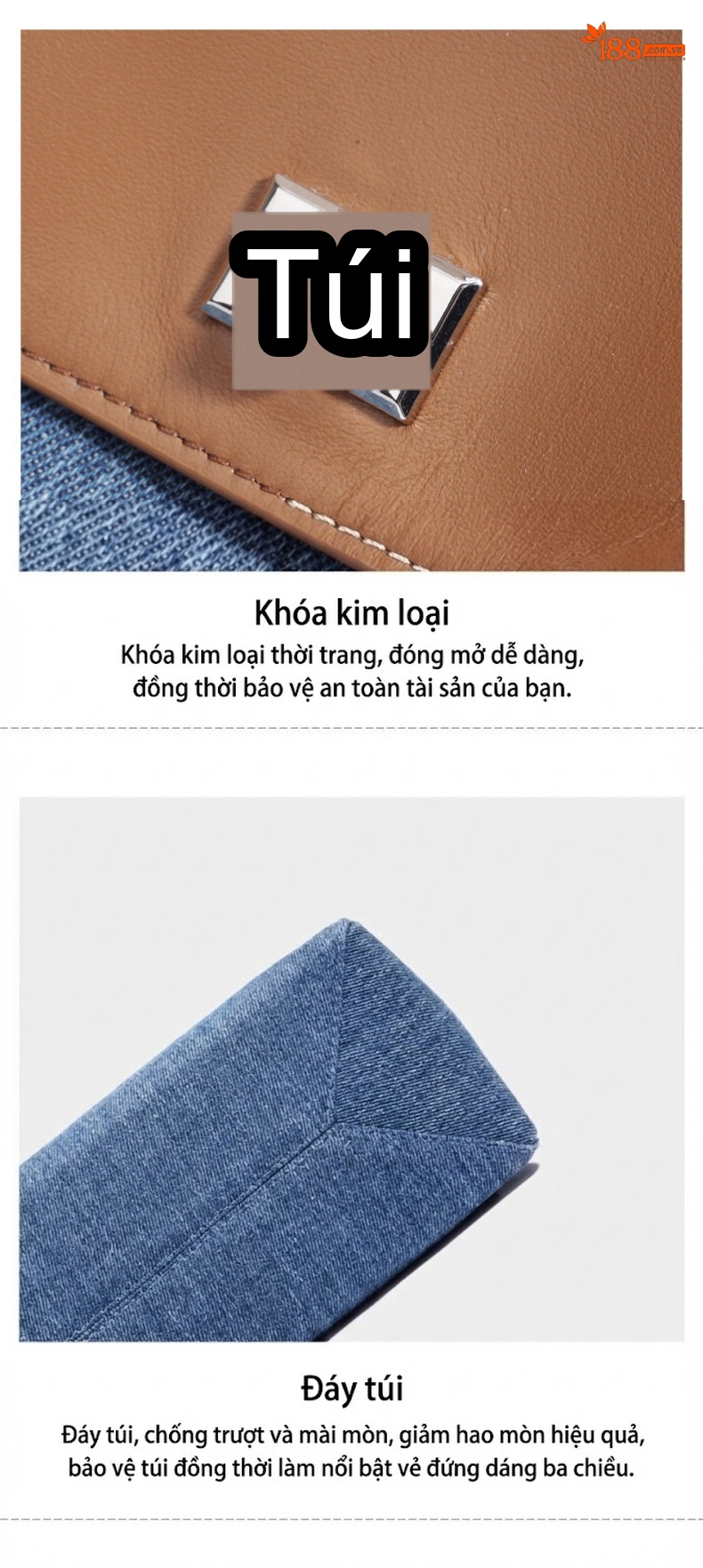 Túi Đeo Vai/Đeo Chéo/Đeo Sau Lưng Da Bò Vải Canvas Thiết Kế Mới 2025 Màu Xanh Dương, Nâu chi tiết 12