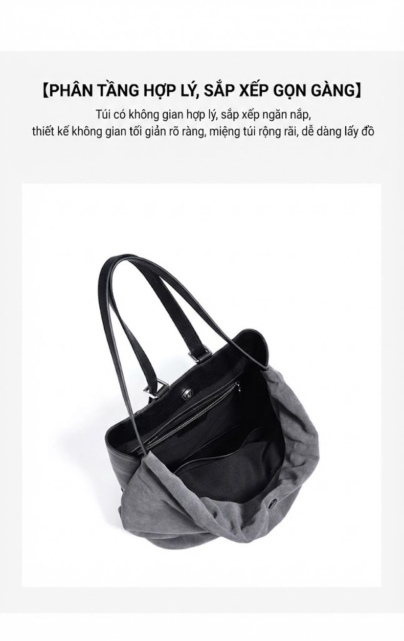 Túi Đeo Vai/Đeo Chéo/Đeo Sau Lưng Nữ Da Mờ Phong Cách Thu Đông Màu Nâu, Xám chi tiết 9