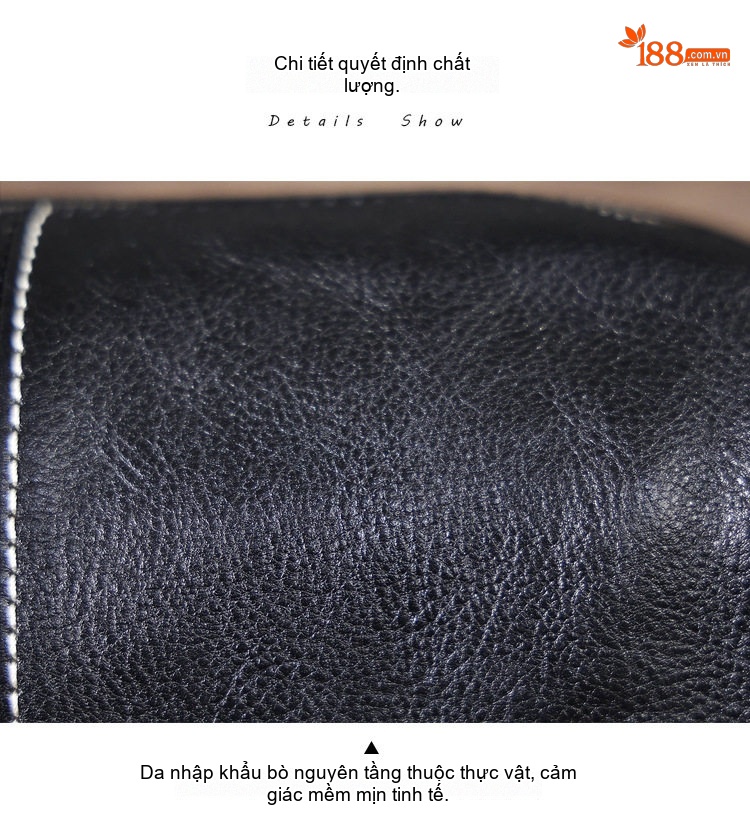 Túi Đeo Vai/Đeo Chéo Nam Da Thật Tầng 1 Phong Cách Casual Màu Đen chi tiết 14