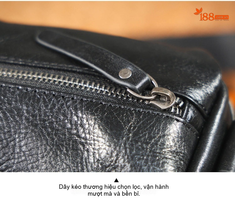 Túi Đeo Vai/Đeo Chéo Nam Da Thật Tầng 1 Phong Cách Casual Màu Đen chi tiết 16