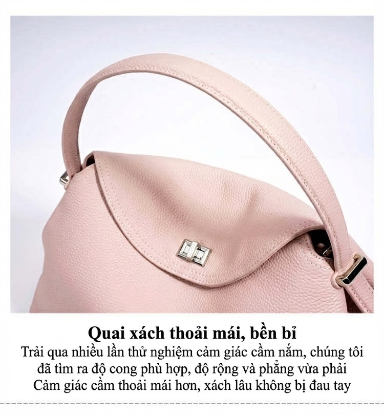 Túi Đeo Vai/Đeo Chéo Nữ Da Bò Công Sở Dung Tích Lớn Màu Đen, Nâu, Hồng chi tiết 16