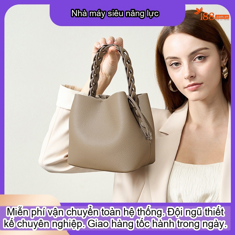 Túi Đeo Vai/Đeo Chéo Nữ Da Bò Dáng Thùng Quai Xách Bện Phong Cách Công Sở