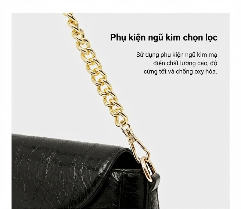 Túi Đeo Vai/Đeo Chéo Nữ Da Bò Dầu Sáp Lớp Đầu Kiểu Dáng Thời Trang Màu Đen, Nâu chi tiết 3