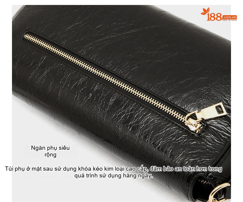 Túi Đeo Vai/Đeo Chéo Nữ Da Bò Dầu Sáp Lớp Đầu Kiểu Dáng Thời Trang Màu Đen, Nâu chi tiết 5
