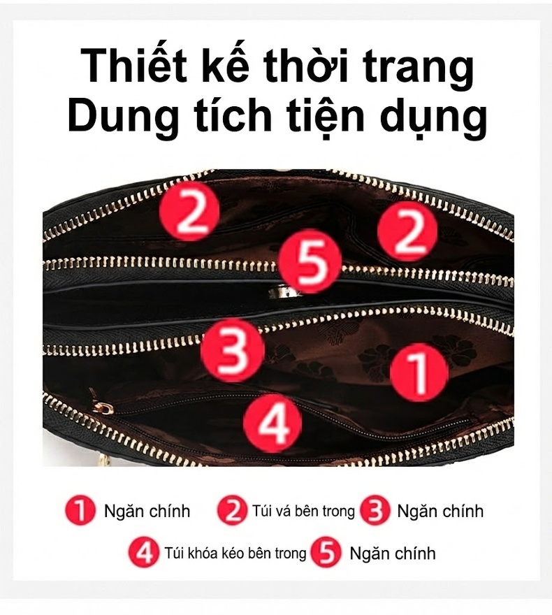 Túi Đeo Vai/Đeo Chéo Nữ Da Bò Dệt Kiểu Dáng Thời Trang Màu Đen chi tiết 8