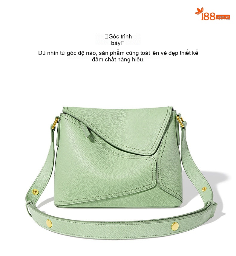 Túi Đeo Vai/Đeo Chéo Nữ Da Bò Form Vuông Nhỏ Phong Cách Thanh Lịch Màu Xanh Mint chi tiết 9
