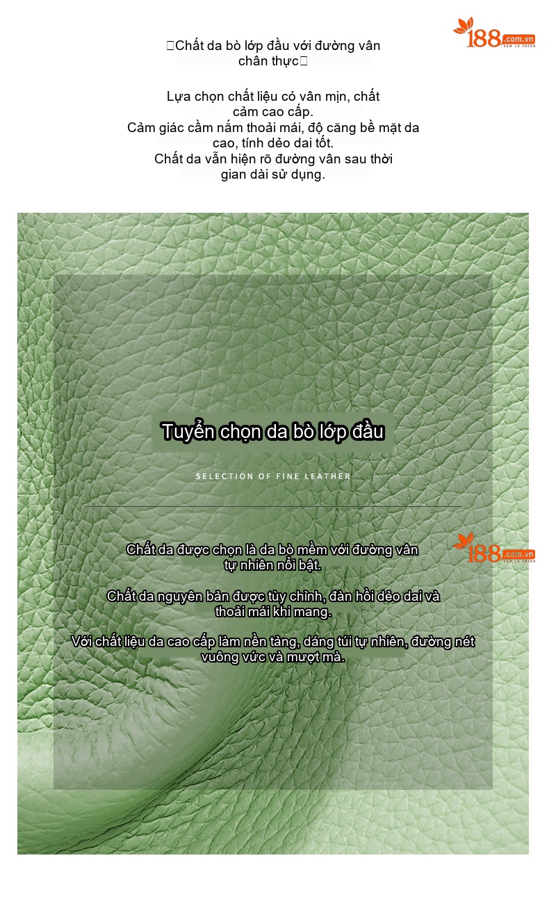 Túi Đeo Vai/Đeo Chéo Nữ Da Bò Form Vuông Nhỏ Phong Cách Thanh Lịch Màu Xanh Mint chi tiết 6