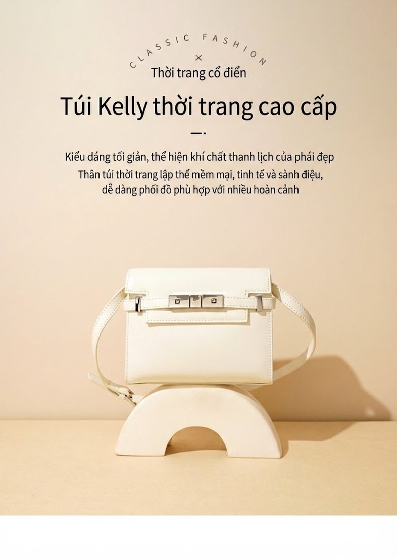 Túi Đeo Vai/Đeo Chéo Nữ Da Bò Kiểu Manhattan Đơn Giản Màu Trắng, Hồng, Đen, Bạc... chi tiết 2