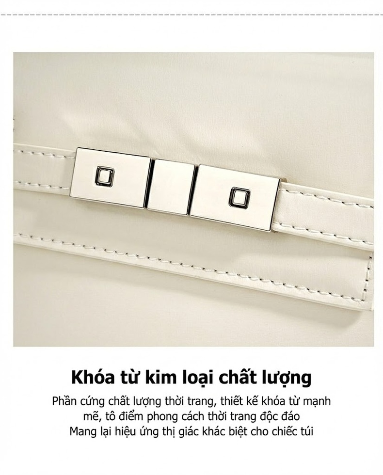 Túi Đeo Vai/Đeo Chéo Nữ Da Bò Kiểu Manhattan Đơn Giản Màu Trắng, Hồng, Đen, Bạc... chi tiết 14