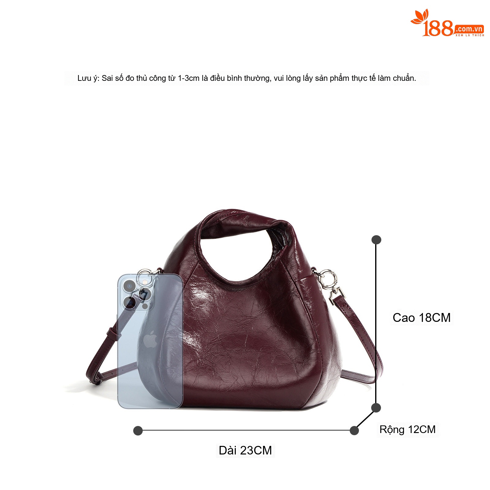 Túi Đeo Vai/Đeo Chéo Nữ Da Bò Lớp Đầu Cao Cấp Phong Cách Cổ Điển Màu Đen, Đỏ Rượu Vang