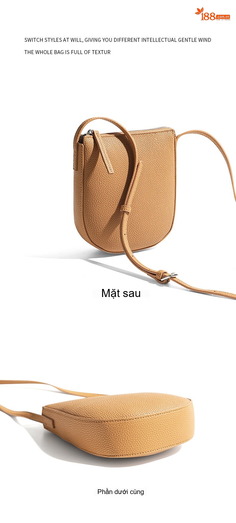 Túi Đeo Vai/Đeo Chéo Nữ Da Bò Mini Thời Trang Hàn Quốc Màu Nâu, Xám chi tiết 21