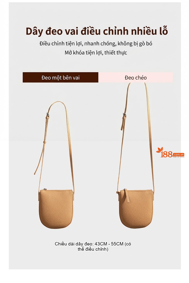 Túi Đeo Vai/Đeo Chéo Nữ Da Bò Mini Thời Trang Hàn Quốc Màu Nâu, Xám chi tiết 6