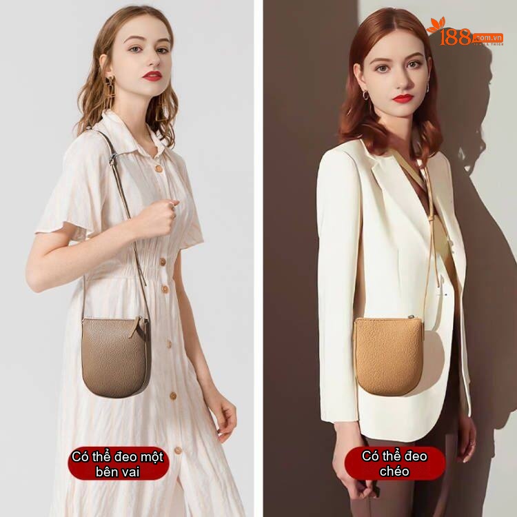 Túi Đeo Vai/Đeo Chéo Nữ Da Bò Mini Thời Trang Hàn Quốc Màu Nâu, Xám