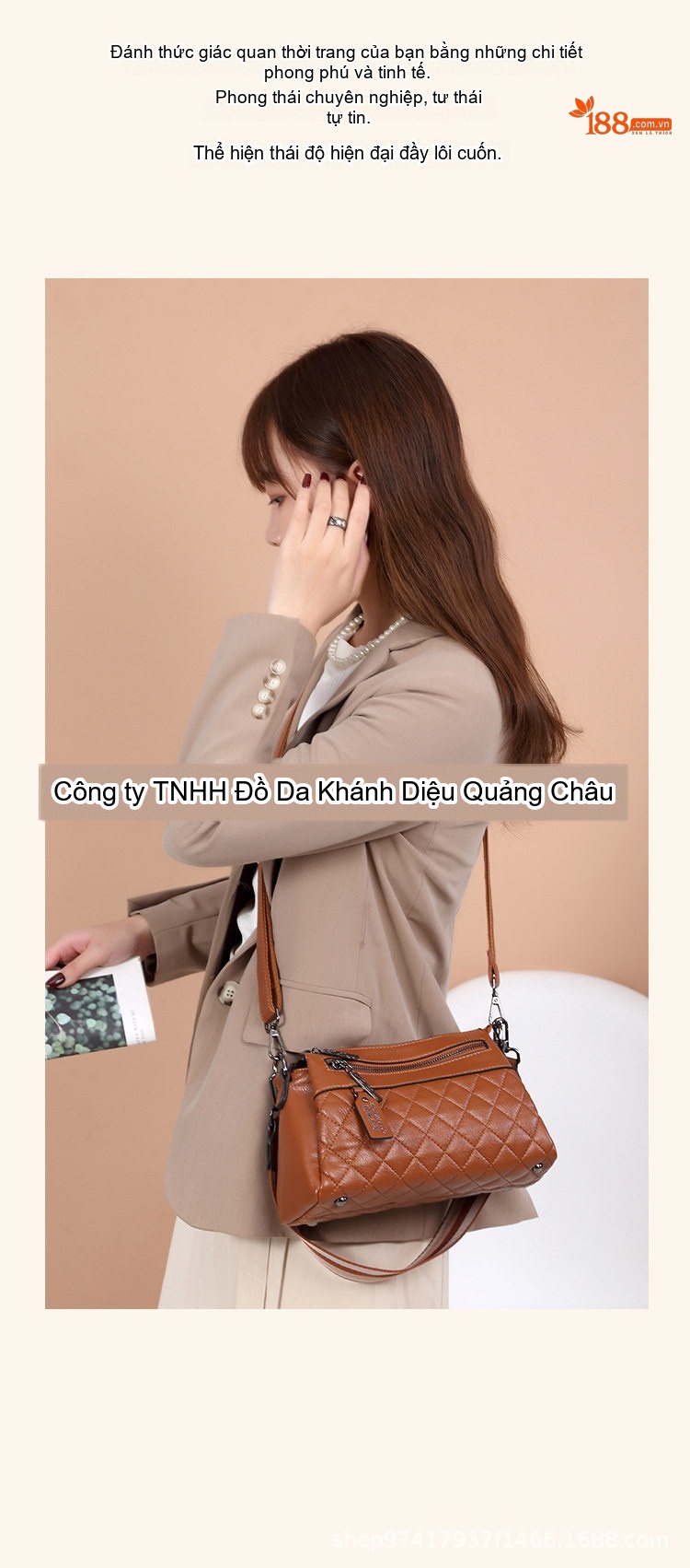 Túi Đeo Vai/Đeo Chéo Nữ Da Bóng Họa Tiết Trám, Nhiều Ngăn, Dung Tích Lớn Phong Cách Cổ Điển Màu Nâu, Xanh Lá, Đen chi tiết 4