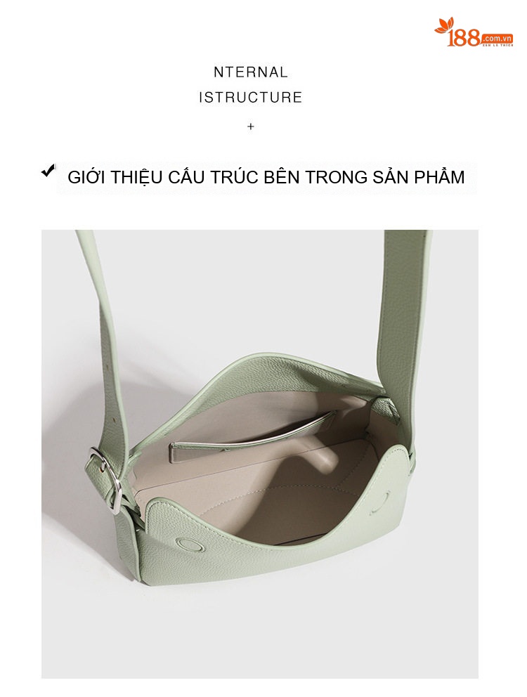 Túi Đeo Vai/Đeo Chéo Nữ Da Bóng Kiểu Dáng Gọn Gàng Màu Kem, Xanh Mint, Nâu chi tiết 2
