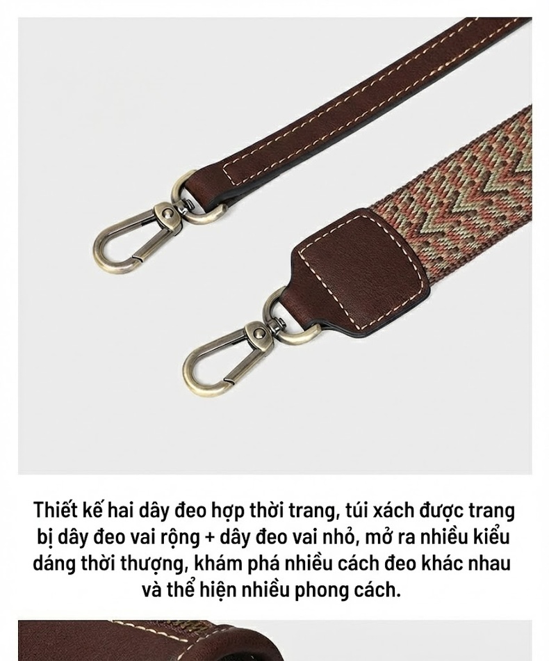 Túi Đeo Vai/Đeo Chéo Nữ Da Bóng Kiểu Túi Gập Phong Cách Sang Trọng Màu Nâu chi tiết 12