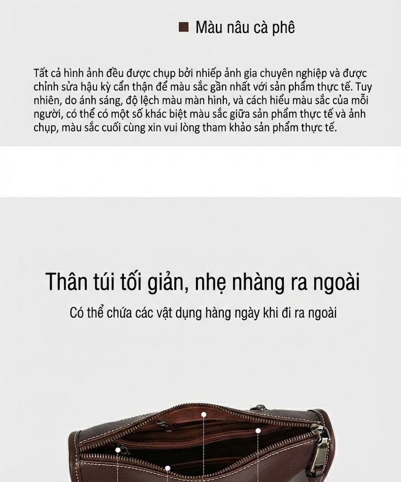 Túi Đeo Vai/Đeo Chéo Nữ Da Bóng Kiểu Túi Gập Phong Cách Sang Trọng Màu Nâu chi tiết 7
