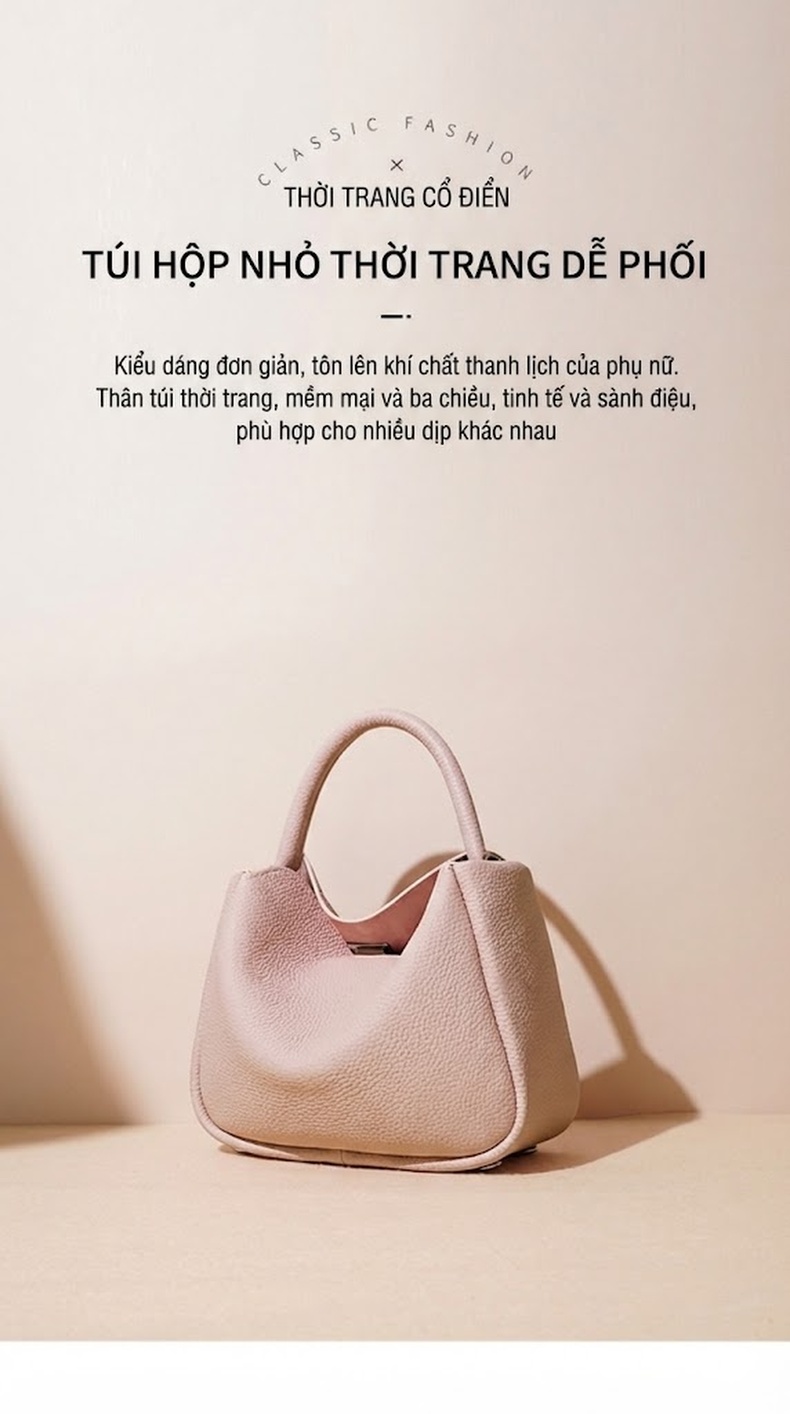 Túi Đeo Vai/Đeo Chéo Nữ Da Bóng Quai Xách Tay Phong Cách Tối Giản Màu Tím, Nâu, Hồng, Đen... chi tiết 1