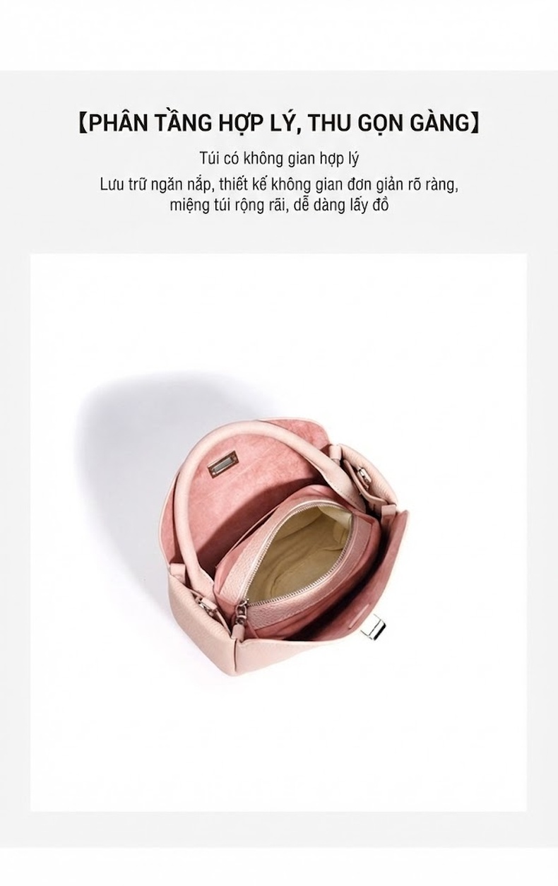 Túi Đeo Vai/Đeo Chéo Nữ Da Bóng Quai Xách Tay Phong Cách Tối Giản Màu Tím, Nâu, Hồng, Đen... chi tiết 7