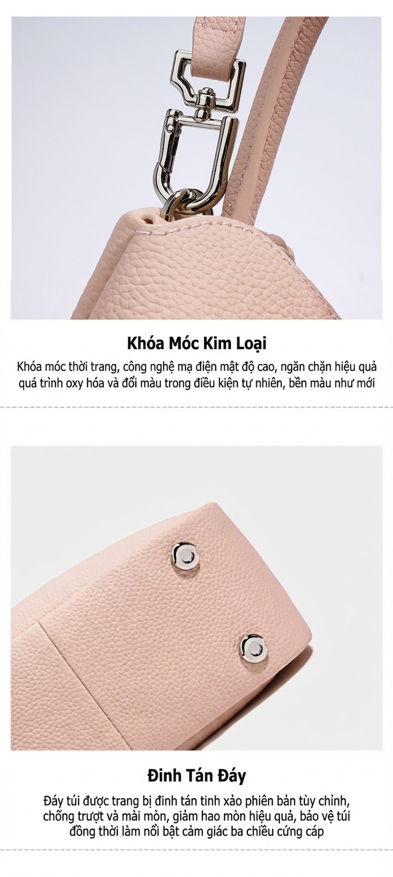 Túi Đeo Vai/Đeo Chéo Nữ Da Bóng Quai Xách Tay Phong Cách Tối Giản Màu Tím, Nâu, Hồng, Đen... chi tiết 11