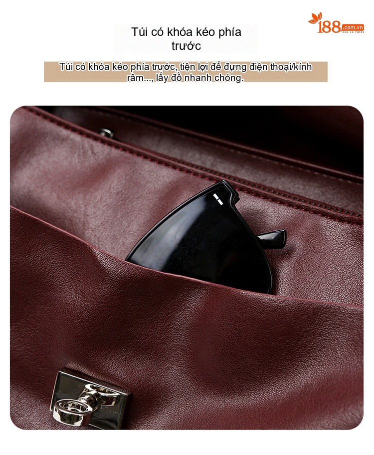 Túi Đeo Vai/Đeo Chéo Nữ Da Mềm Phong Cách Thời Trang Công Sở Dung Tích Lớn Màu Đỏ Rượu Vang, Đen chi tiết 9