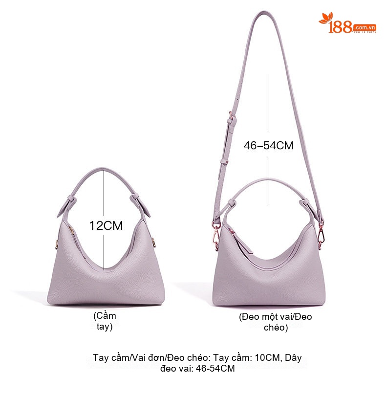 Túi Đeo Vai/Đeo Chéo Nữ Da Mềm Sức Chứa Lớn Phong Cách Casual Màu Tím, Nâu chi tiết 7