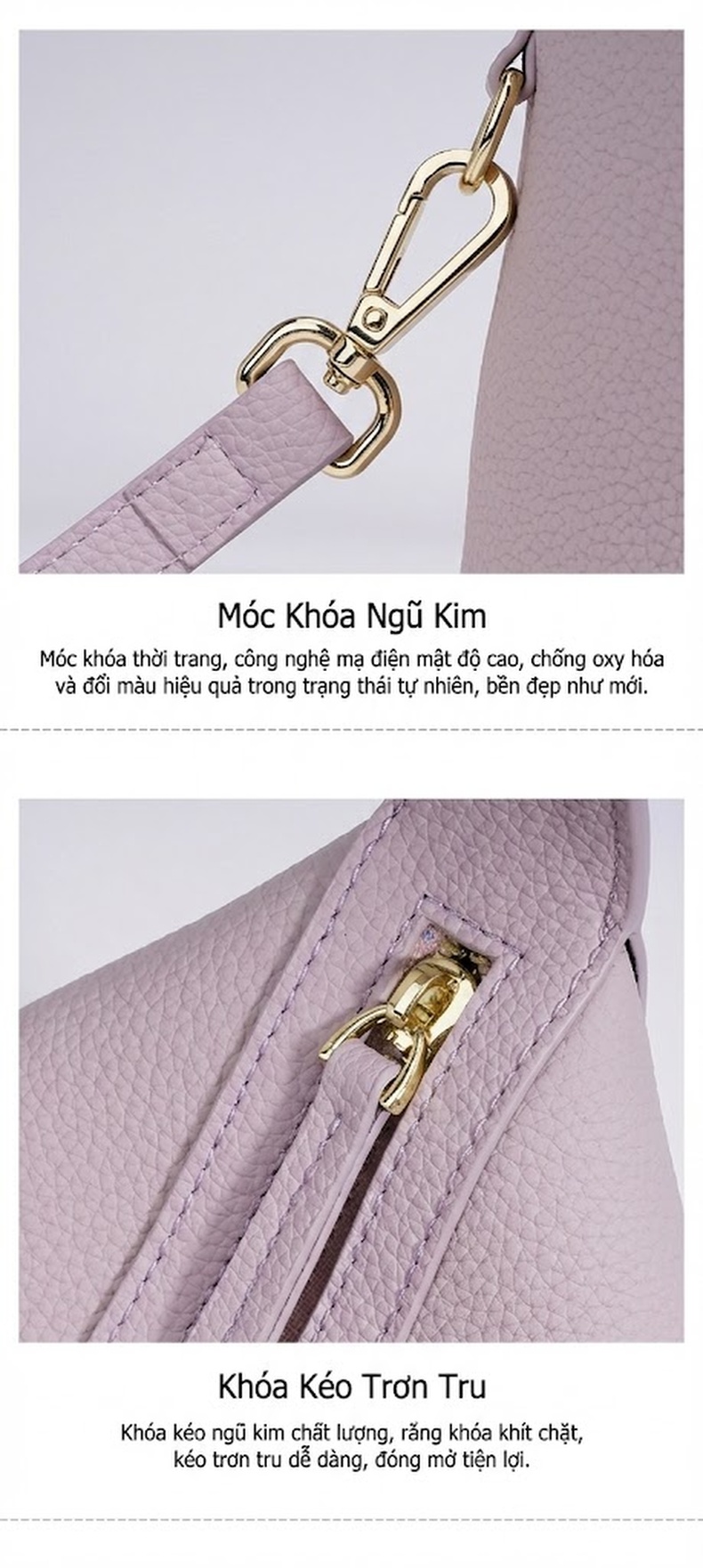 Túi Đeo Vai/Đeo Chéo Nữ Da Mềm Sức Chứa Lớn Phong Cách Casual Màu Tím, Nâu chi tiết 12