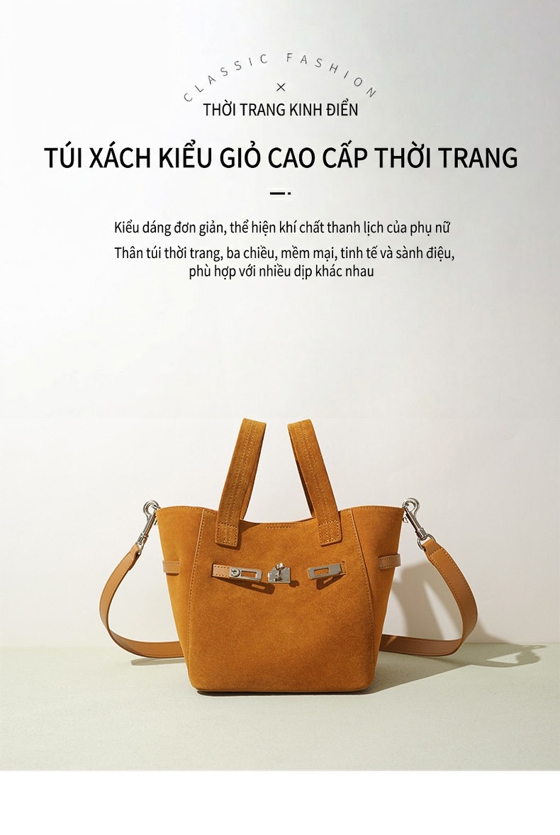 Túi Đeo Vai/Đeo Chéo Nữ Da Mờ Khóa Gài Thiết Kế Nhỏ Gọn Phong Cách Vintage Màu Nâu chi tiết 1