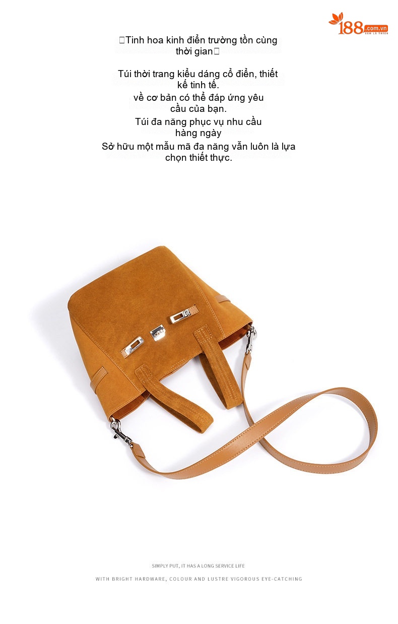 Túi Đeo Vai/Đeo Chéo Nữ Da Mờ Khóa Gài Thiết Kế Nhỏ Gọn Phong Cách Vintage Màu Nâu chi tiết 6