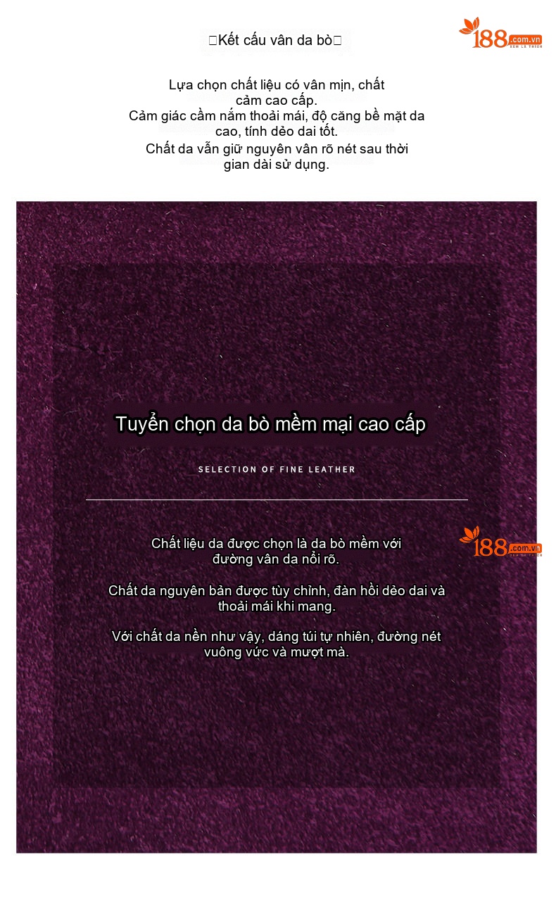 Túi Đeo Vai/Đeo Chéo Nữ Da Mờ Thiết Kế Cổ Điển Màu Tím chi tiết 8