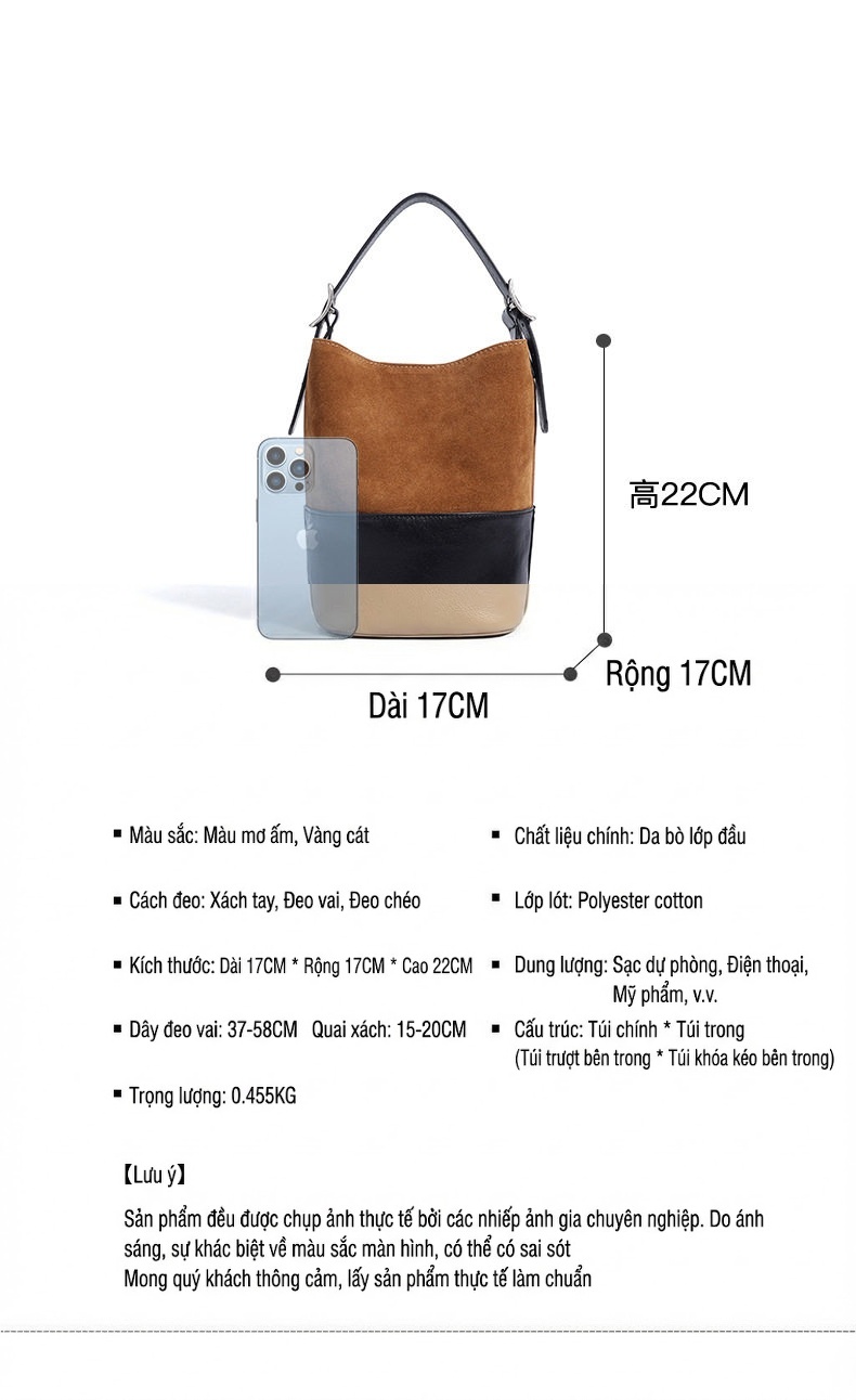 Túi Đeo Vai/Đeo Chéo Nữ Da Mờ Thiết Kế Hàn Quốc Màu Nâu, Đen chi tiết 7