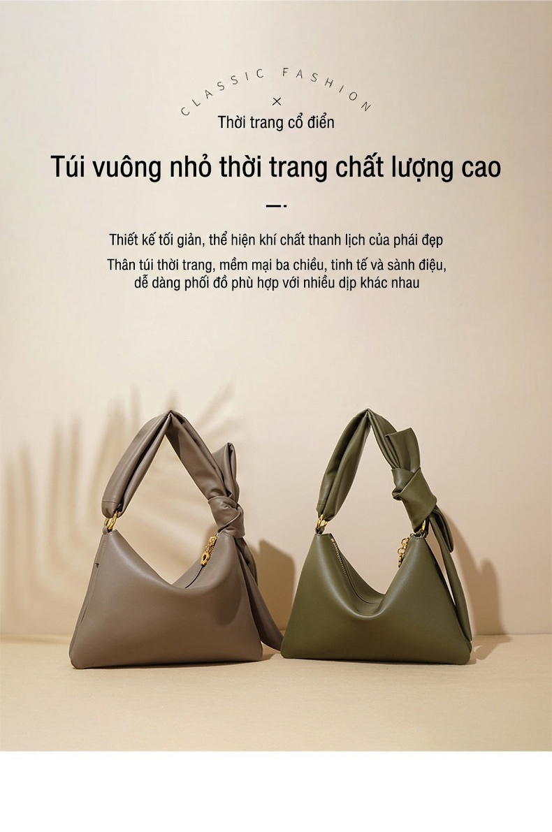 Túi Đeo Vai/Đeo Chéo Nữ Da Thật Cá Tính Cao Cấp, Túi Xách Tay Da Bò Sức Chứa Lớn Màu Xanh Olive, Nâu chi tiết 1