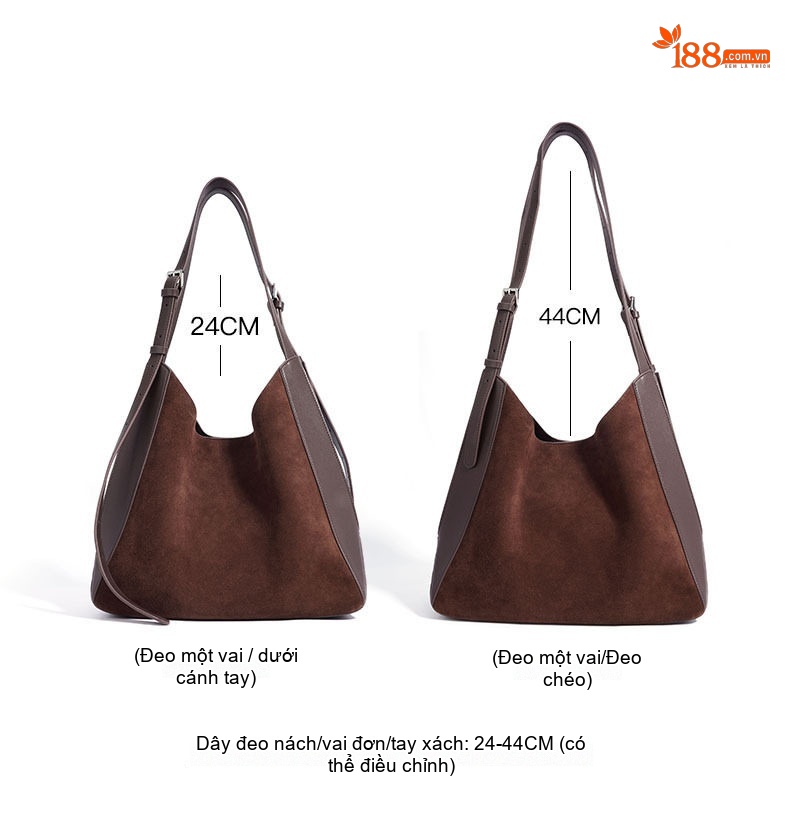 Túi Đeo Vai/Đeo Chéo Nữ Da Thật Da Mờ Sức Chứa Lớn Thiết Kế Tối Giản Cao Cấp Màu Nâu, Xanh Olive chi tiết 9