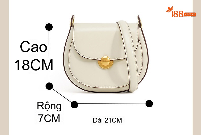 Túi Đeo Vai/Đeo Chéo Nữ Da Thật Dáng Yên Ngựa Khóa Cài Phong Cách Pháp Màu Trắng, Xanh Lá, Đen chi tiết 4