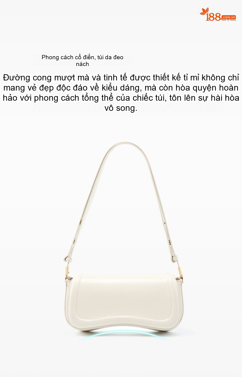 Túi Đeo Vai/Đeo Chéo Nữ Da Thật Kiểu Dáng Tofu Bag Thời Trang Đường Phố Màu Nâu, Trắng, Đen, Đỏ chi tiết 6