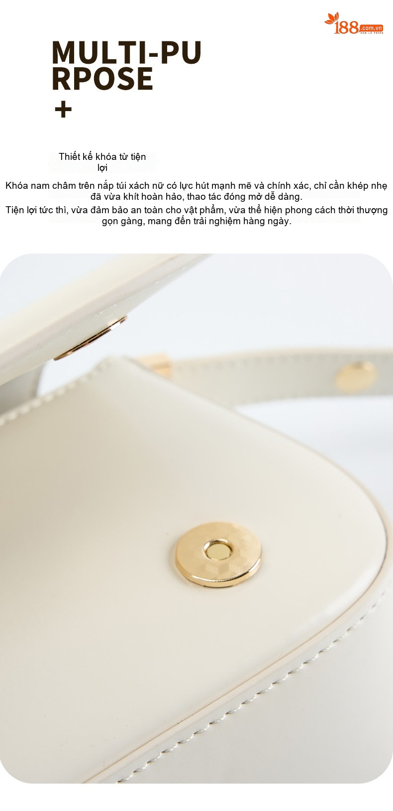 Túi Đeo Vai/Đeo Chéo Nữ Da Thật Kiểu Dáng Tofu Bag Thời Trang Đường Phố Màu Nâu, Trắng, Đen, Đỏ chi tiết 8