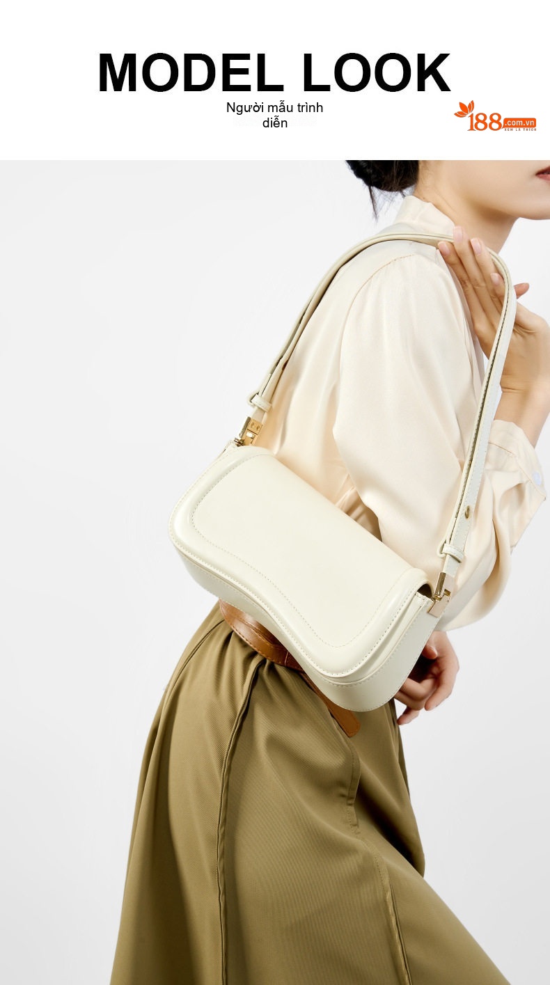 Túi Đeo Vai/Đeo Chéo Nữ Da Thật Kiểu Dáng Tofu Bag Thời Trang Đường Phố Màu Nâu, Trắng, Đen, Đỏ chi tiết 9