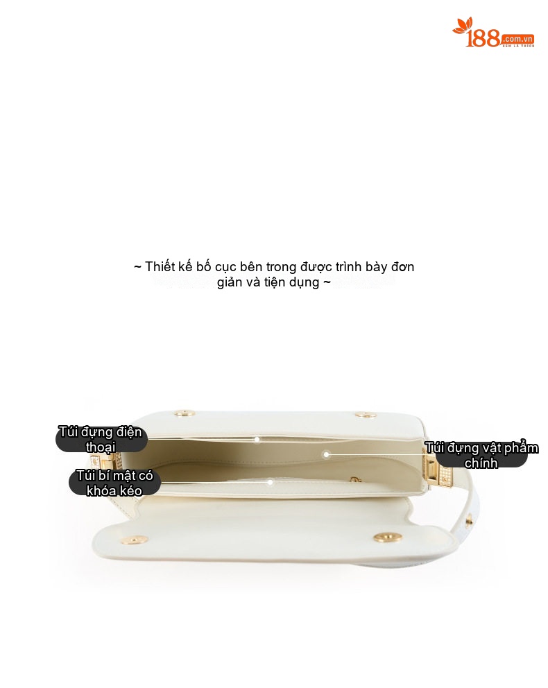 Túi Đeo Vai/Đeo Chéo Nữ Da Thật Kiểu Dáng Tofu Bag Thời Trang Đường Phố Màu Nâu, Trắng, Đen, Đỏ chi tiết 22