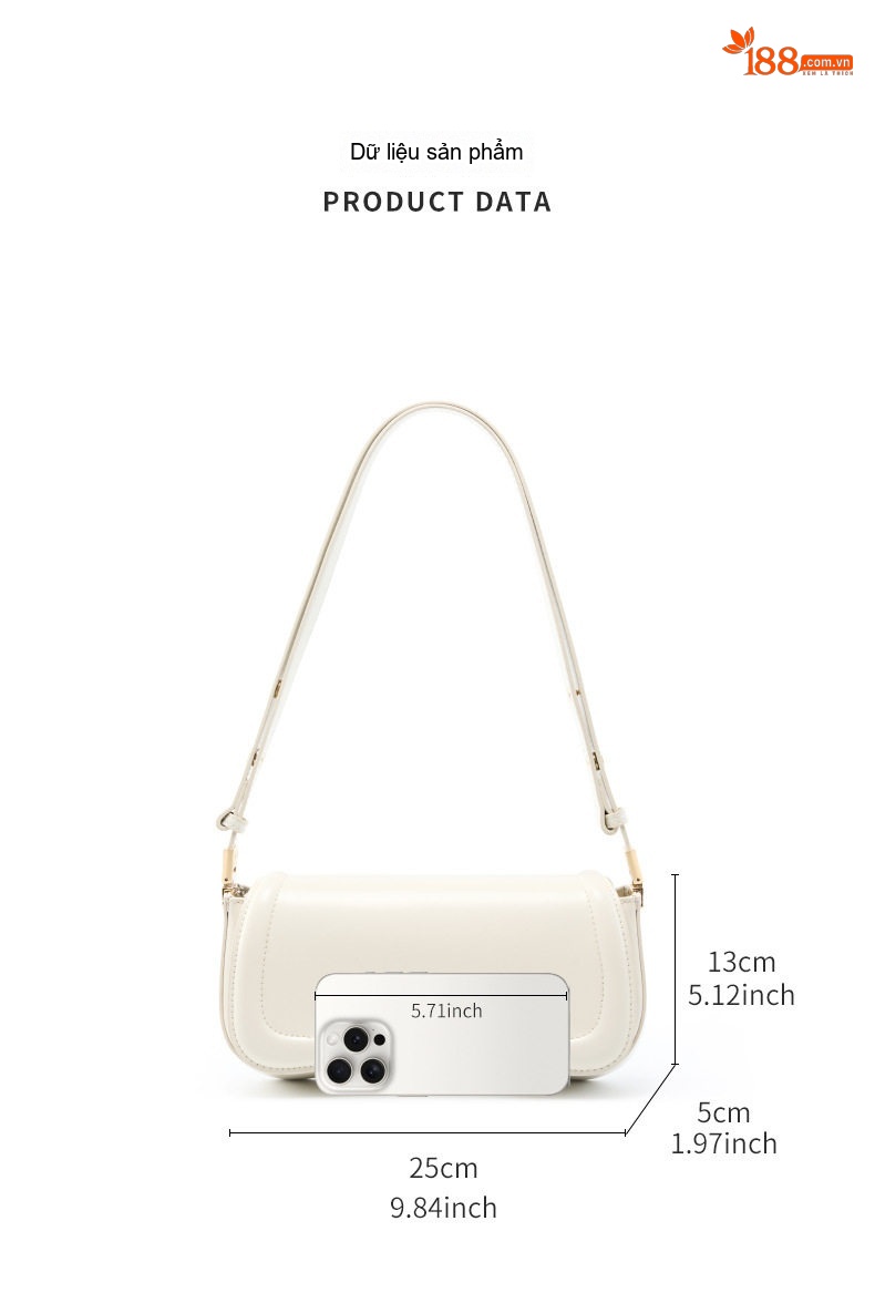 Túi Đeo Vai/Đeo Chéo Nữ Da Thật Kiểu Dáng Tofu Bag Thời Trang Đường Phố Màu Nâu, Trắng, Đen, Đỏ chi tiết 23