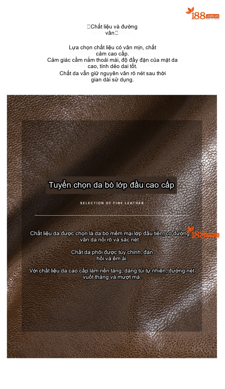 Túi Đeo Vai/Đeo Chéo Nữ Da Thật Thiết Kế Nhỏ Gọn Sang Trọng Màu Đen, Nâu chi tiết 9