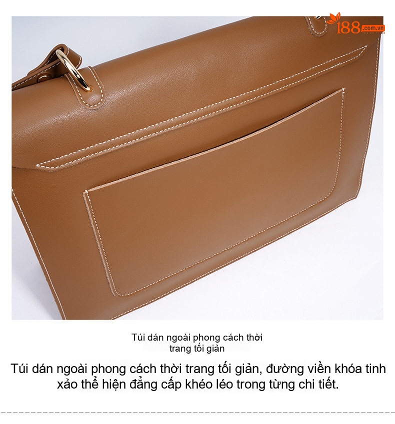 Túi Đeo Vai/Đeo Chéo Nữ Da Thật Thiết Kế Tối Giản Màu Nâu chi tiết 10