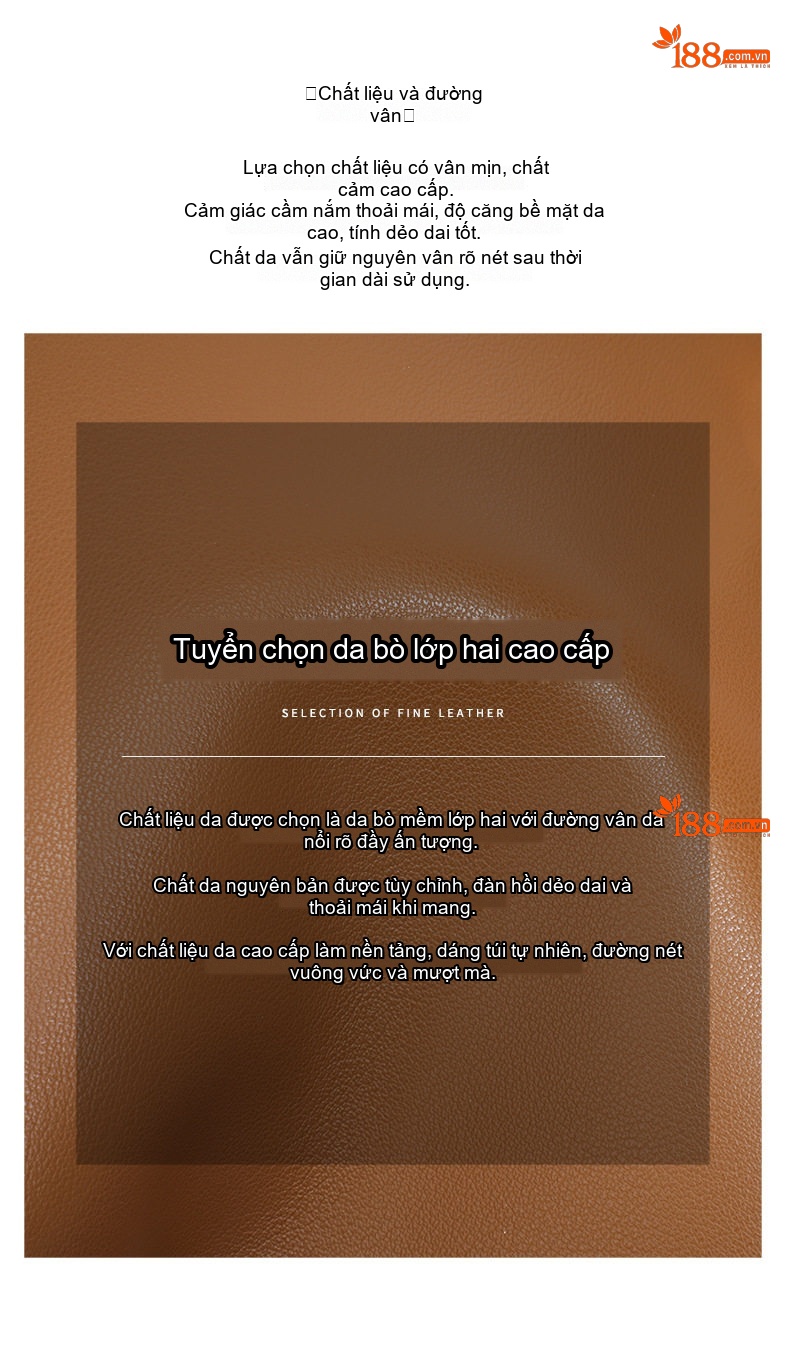 Túi Đeo Vai/Đeo Chéo Nữ Da Thật Thiết Kế Tối Giản Màu Nâu chi tiết 8