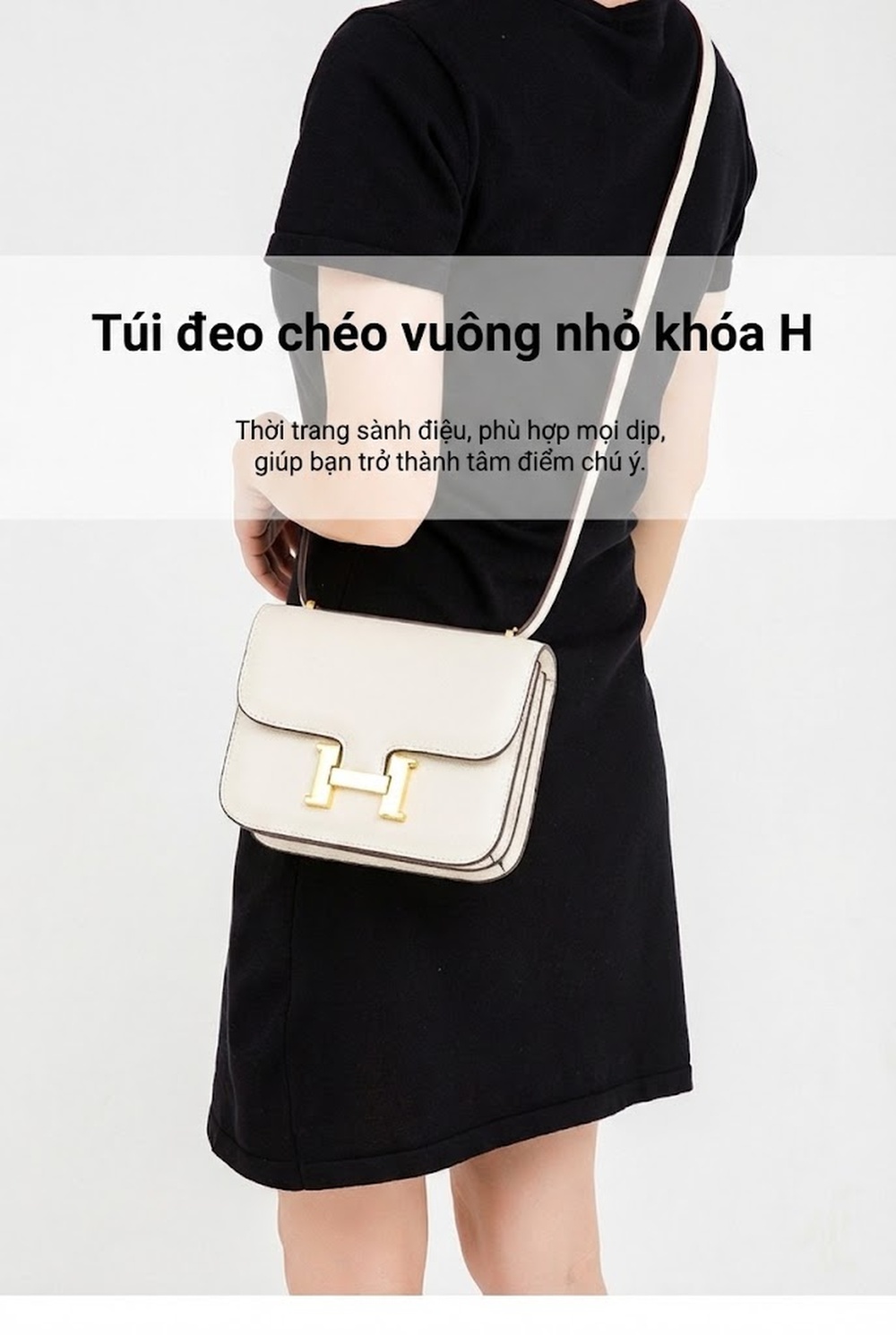 Túi Đeo Vai/Đeo Chéo Nữ Hình Hộp Chữ Nhật Khóa Chữ H Màu Đen, Trắng, Nâu, Xám chi tiết 1