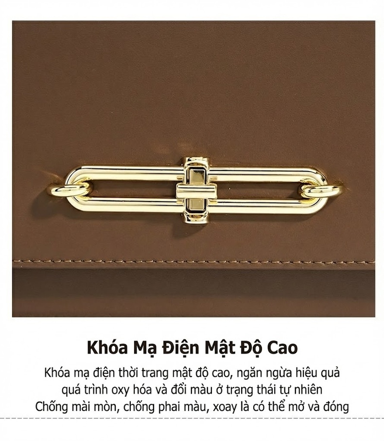 Túi Đeo Vai/Đeo Chéo Nữ Khóa Gài Phong Cách Thanh Lịch Màu Nâu chi tiết 13