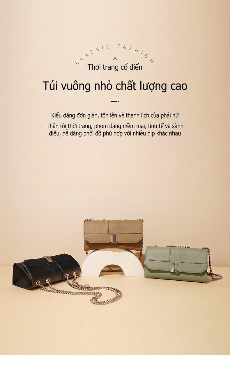 Túi Đeo Vai/Đeo Chéo Nữ Thiết Kế Nhỏ Gọn Bề Mặt Da Mờ Màu Nâu, Đen, Be chi tiết 1