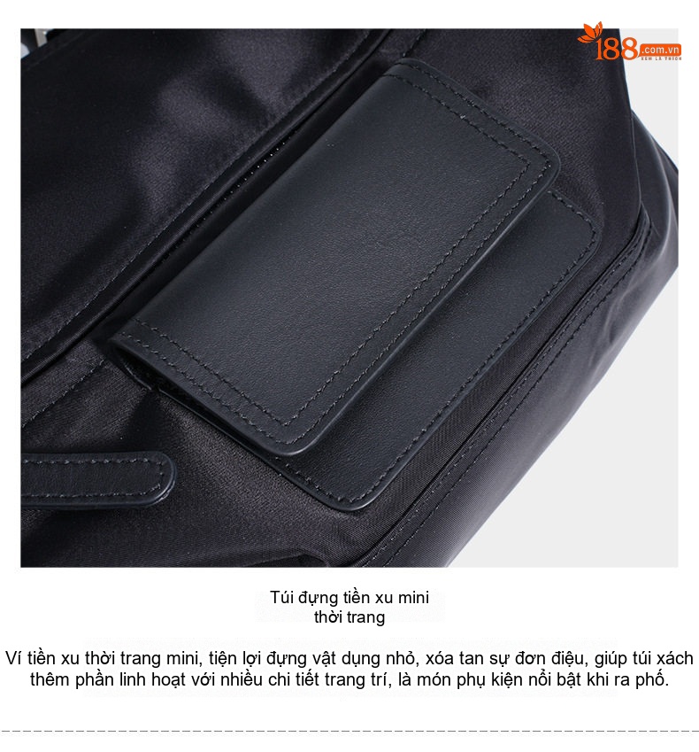 Túi Đeo Vai/Đeo Chéo Nữ Thiết Kế Nhỏ Gọn Chất Liệu Nylon Da Thật Màu Đen, Xanh Rêu chi tiết 13