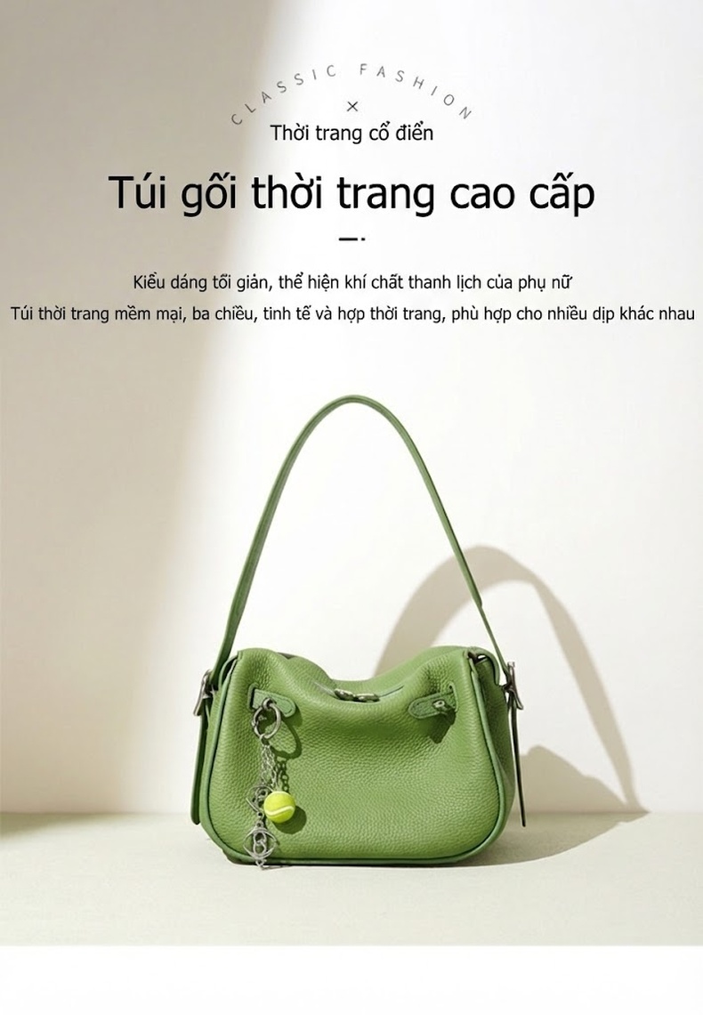 Túi Đeo Vai/Đeo Chéo Nữ Thiết Kế Pillow Bag Nhỏ Gọn Phong Cách Thanh Lịch Màu Xám, Xanh Lá, Kem, Đen... chi tiết 2
