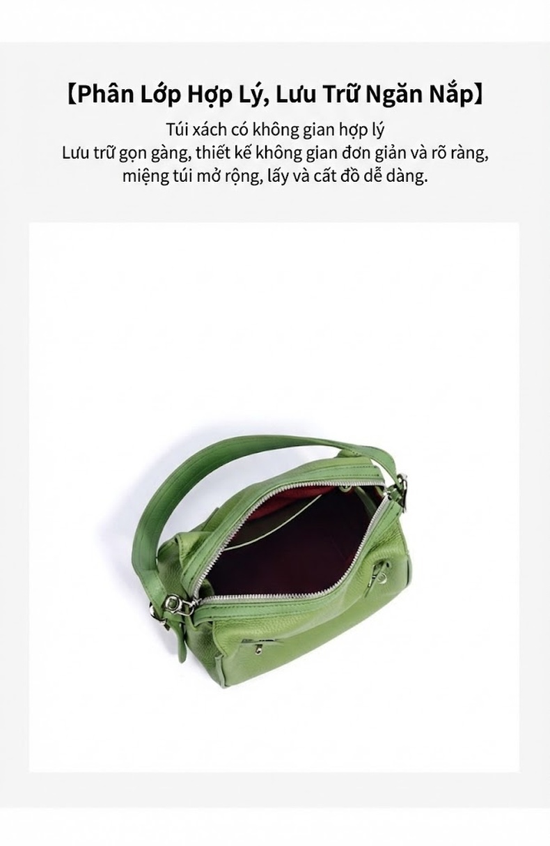 Túi Đeo Vai/Đeo Chéo Nữ Thiết Kế Pillow Bag Nhỏ Gọn Phong Cách Thanh Lịch Màu Xám, Xanh Lá, Kem, Đen... chi tiết 11
