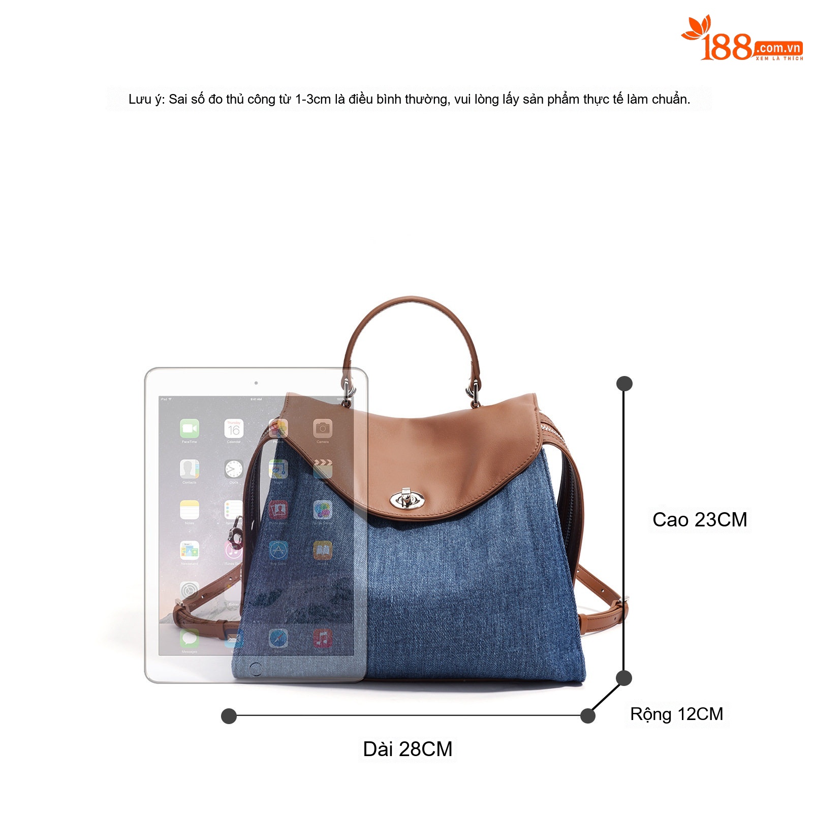Túi Đeo Vai/Đeo Chéo/Xách Tay/Đeo Sau Lưng Vải Canvas Phong Cách Thời Trang Đựng Được Nhiều Đồ Màu Xanh Dương, Nâu